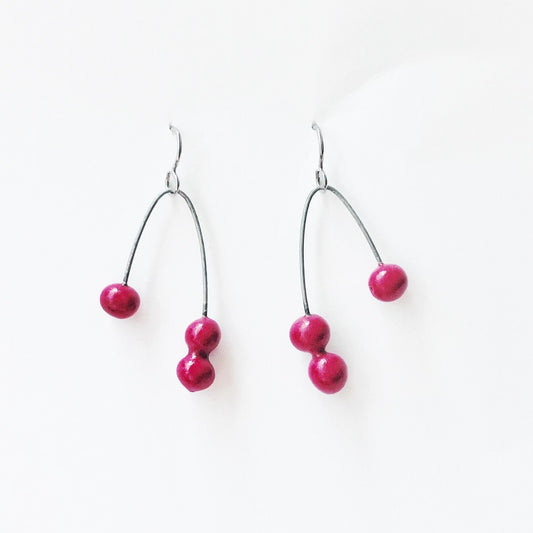 red drop ball earrings