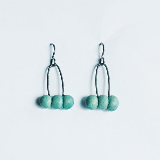 light turquoise seed drop earrings