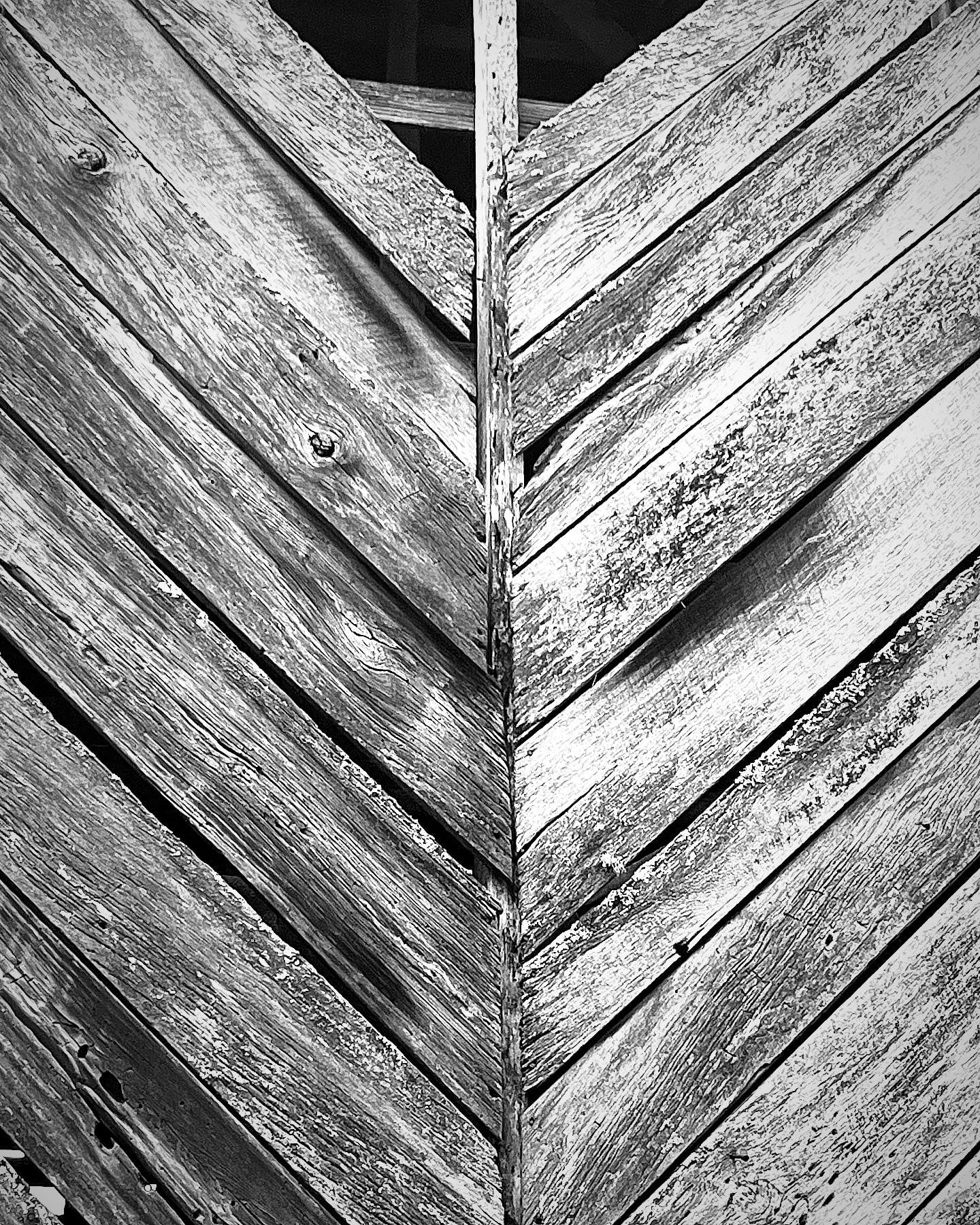 A detail of weathered barn siding in black and white