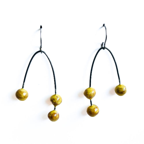 Yellow seed drop earrings
