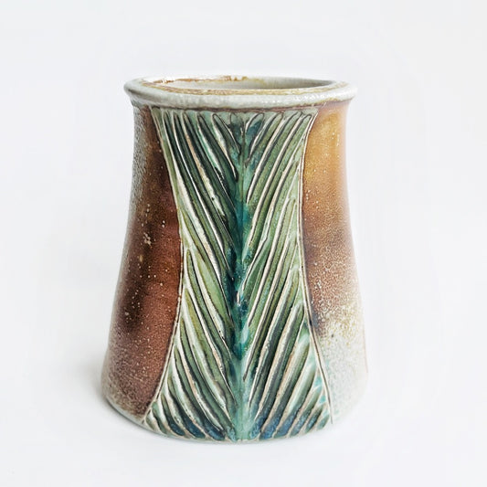 Oval flower vase with flowers displayed