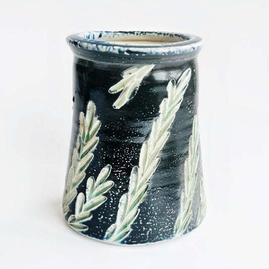 oval black handmade flower vase