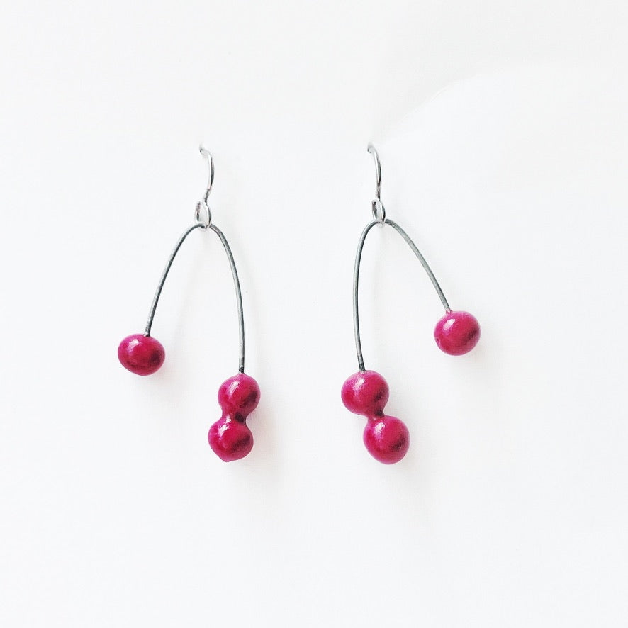 red drop ball earrings