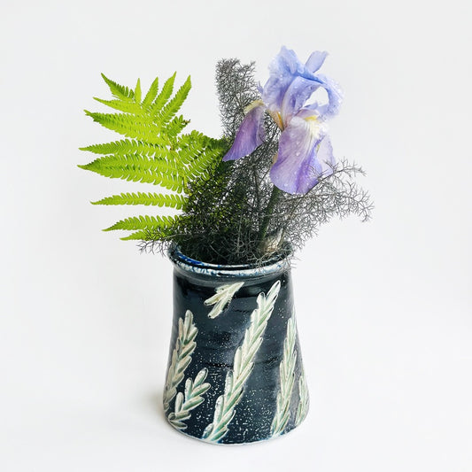 oval black handmade flower vase