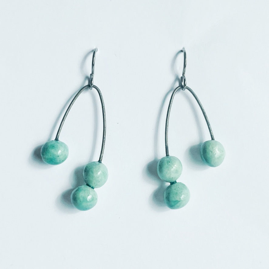 turquoise drop ball earrings