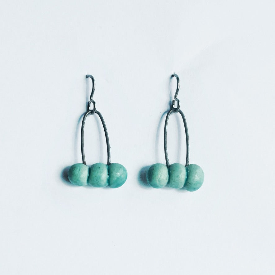 light turquoise seed drop earrings