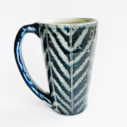 black and white patterned mug
