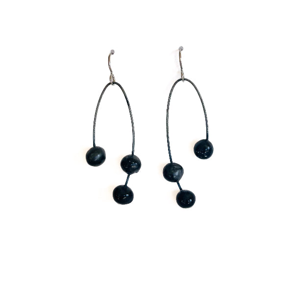 Black Drop Earrings, 2.5"
