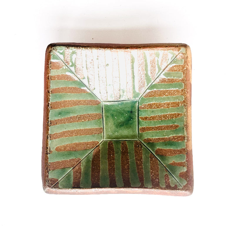 handmade square pottery dish